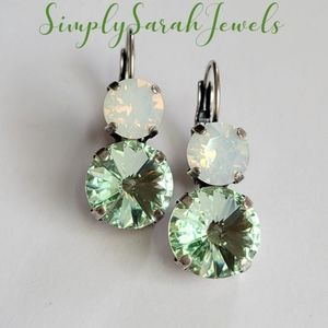 Austrian Crystal Earrings in Antique Silver